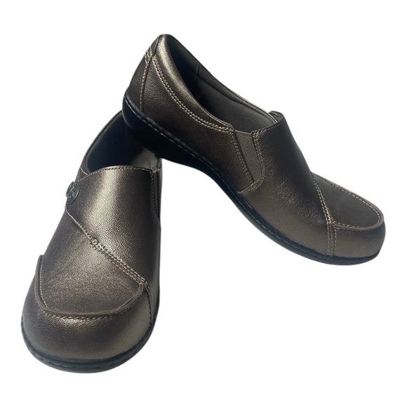 NWT Clarks Women’s Ashland Lane Leather Metallic Slip On Loafers - Picture 3 of 9